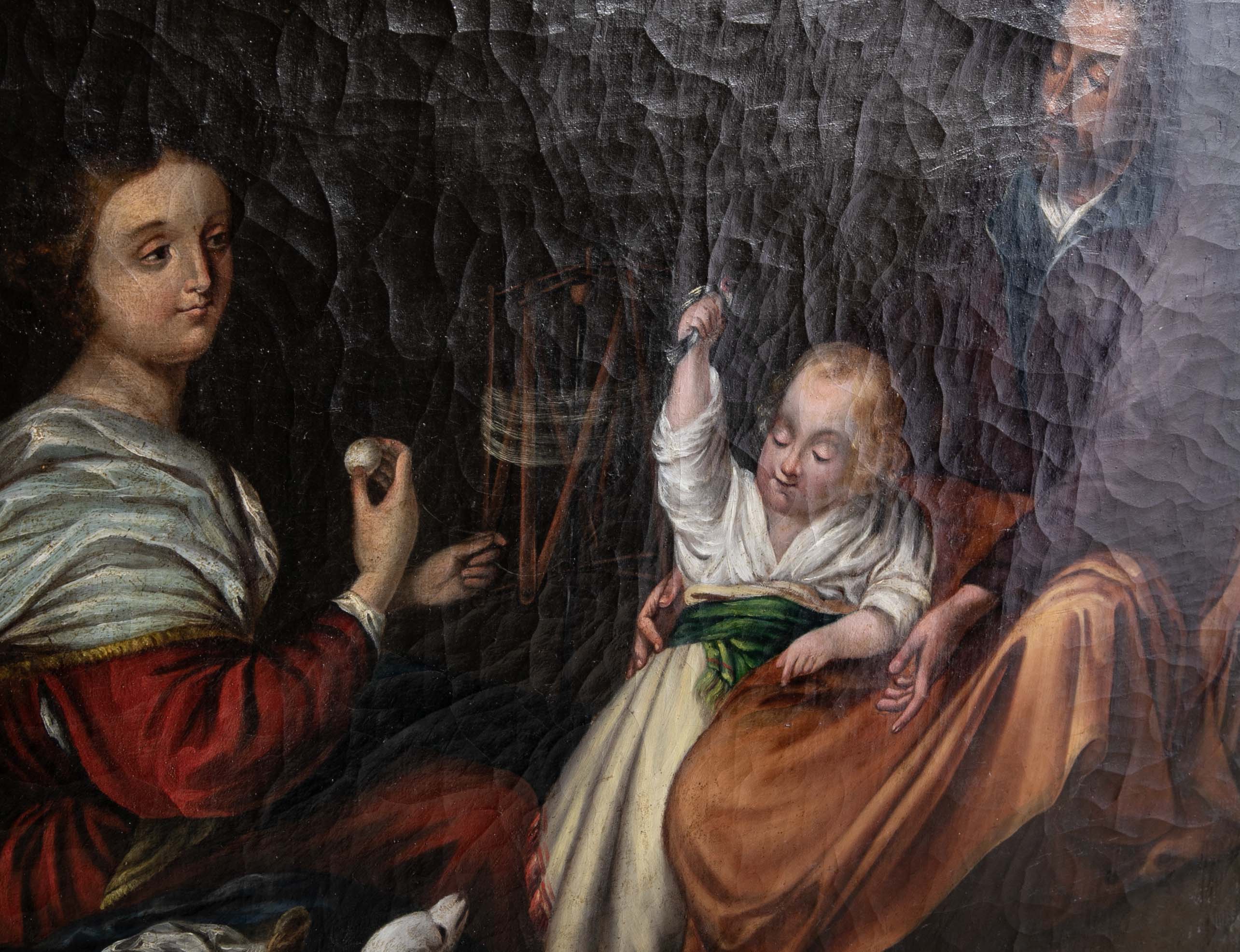 Oil Painting of a Family with a Dog