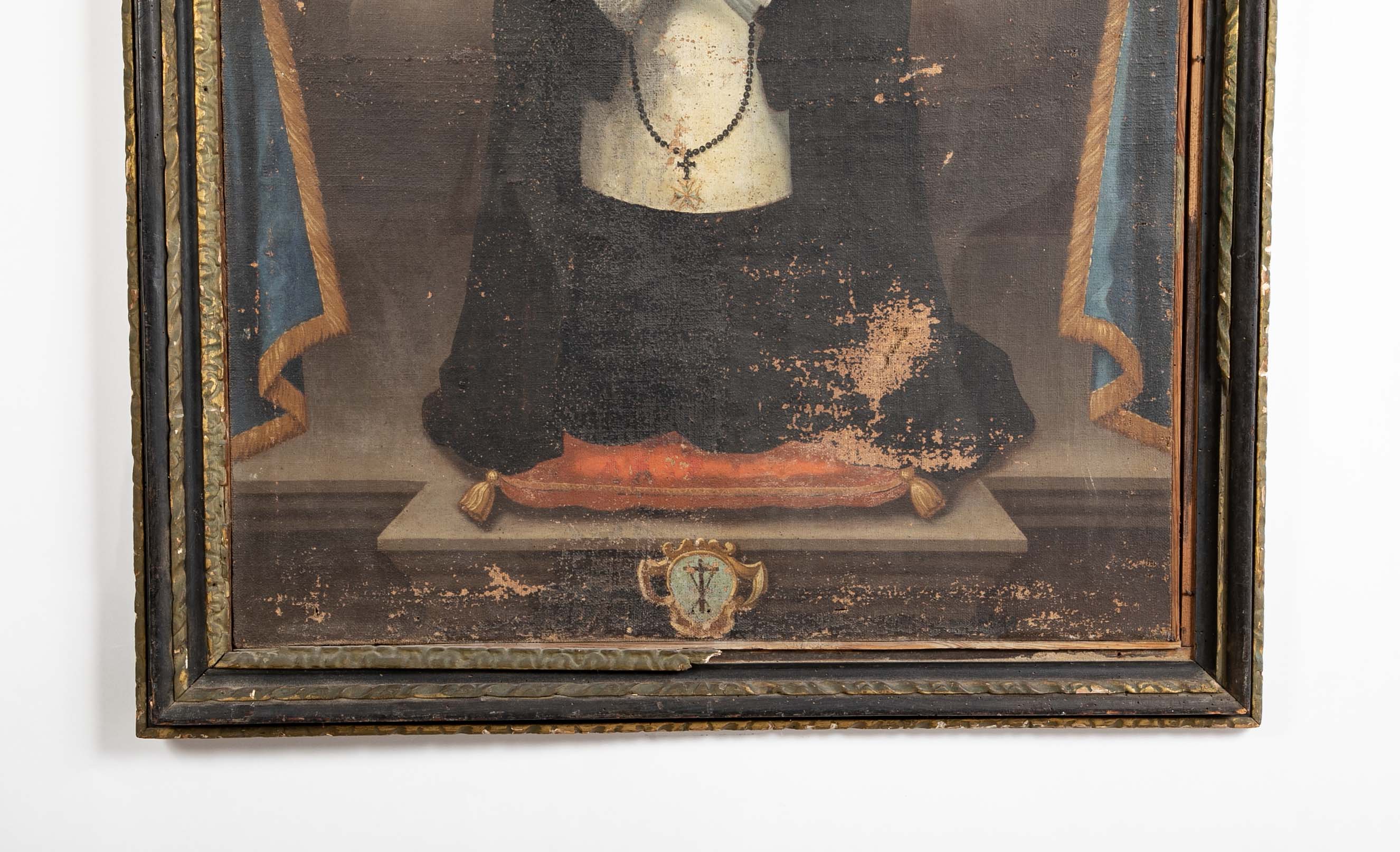 Oil Painting of a Catholic Nun Praying with Four Angels