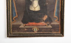 Oil Painting of a Catholic Nun Praying with Four Angels