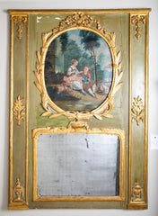 An 18th Century French Trumeau with Oil Painting of a Man and Woman in a Forest