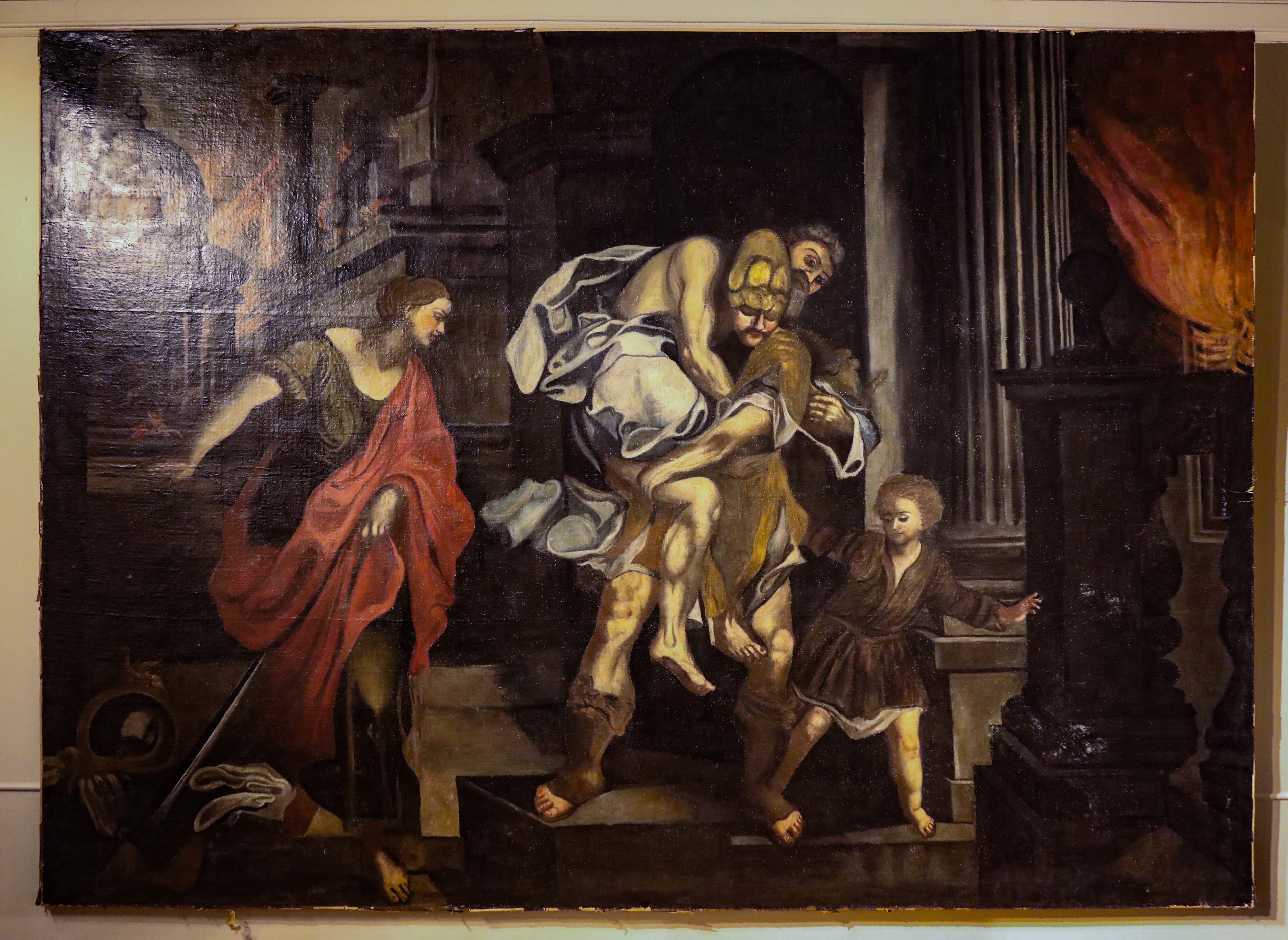 Magnificent 17th Century Italian Oil Painting "The Burning of Troy"