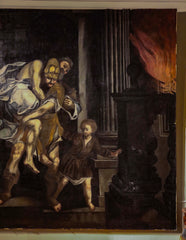 Magnificent 17th Century Italian Oil Painting "The Burning of Troy"