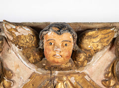 Beautifully Carved Catholic Panneau de Bois with Madonna and Angels