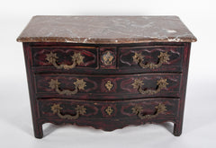 French Marble Top Bureau or Chest of Drawers Having Original Hardware