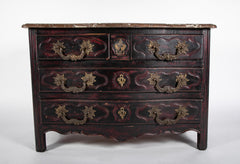 French Marble Top Bureau or Chest of Drawers Having Original Hardware