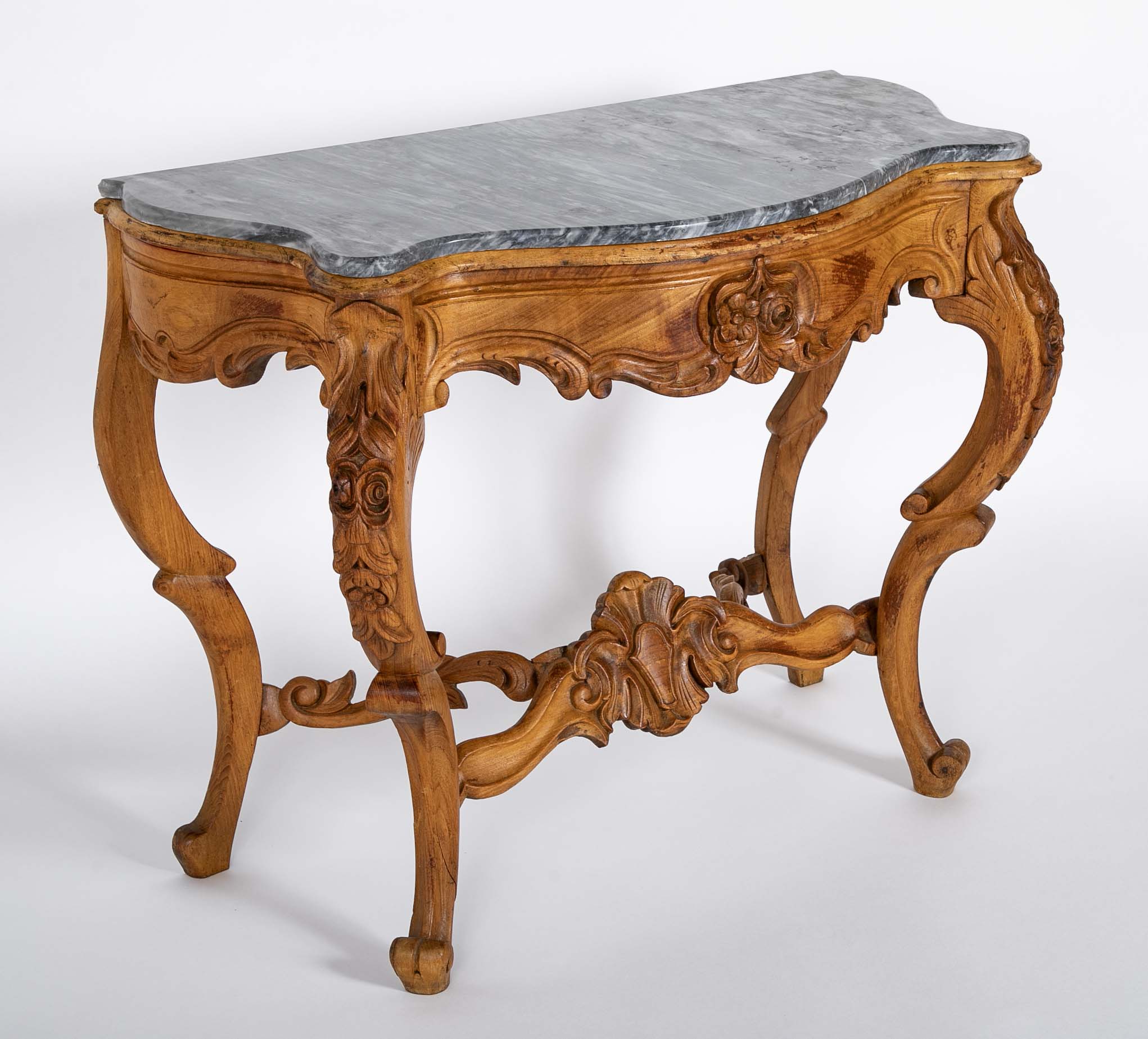 Stunning Rococo Style Marble Top Console