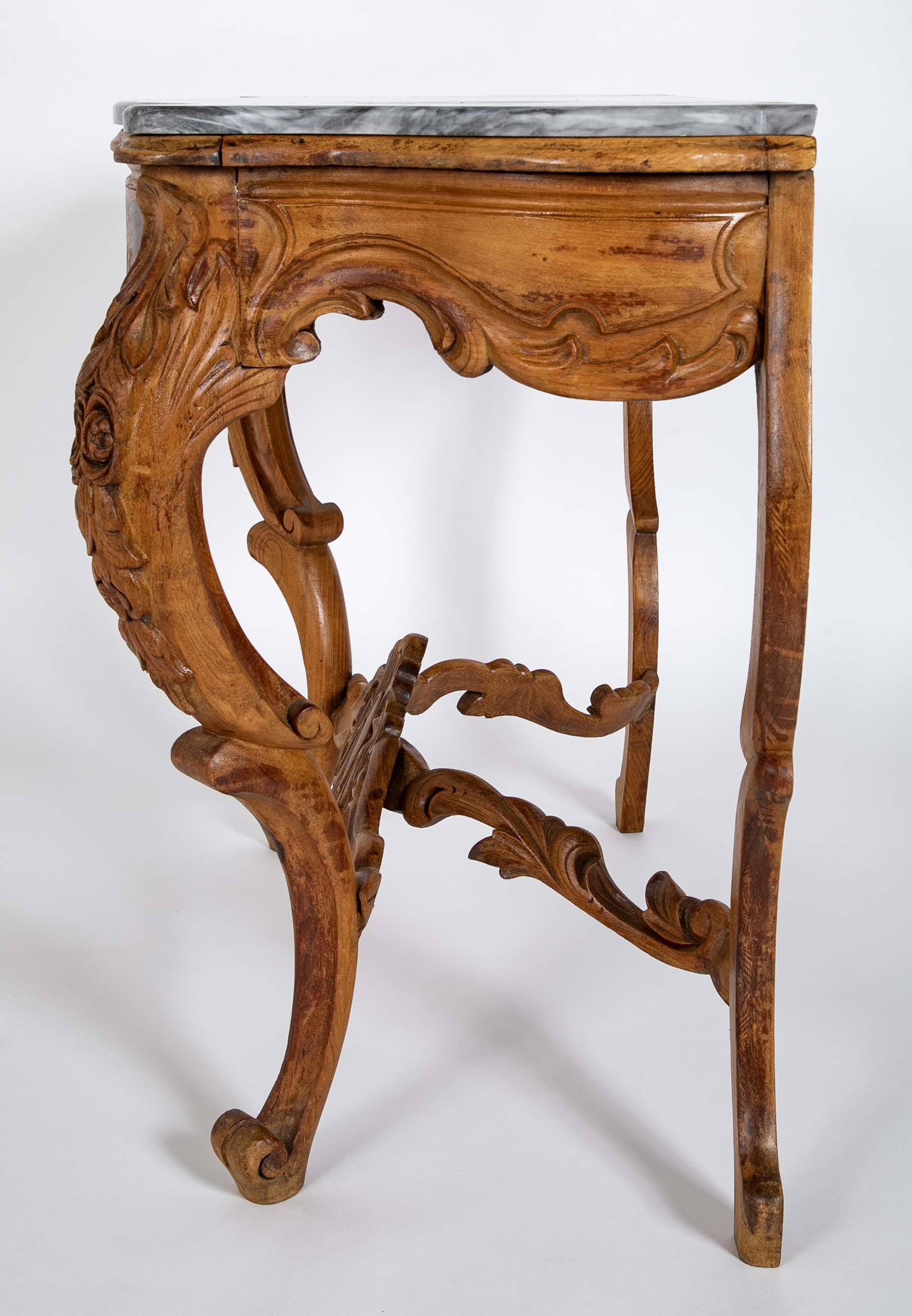 Stunning Rococo Style Marble Top Console