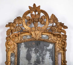 18th Century Carved French Mirror with Original Mercury Amalgam Mirror Plate