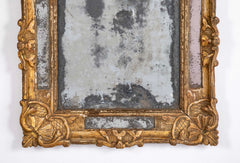 18th Century Carved French Mirror with Original Mercury Amalgam Mirror Plate