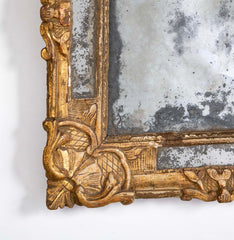 18th Century Carved French Mirror with Original Mercury Amalgam Mirror Plate