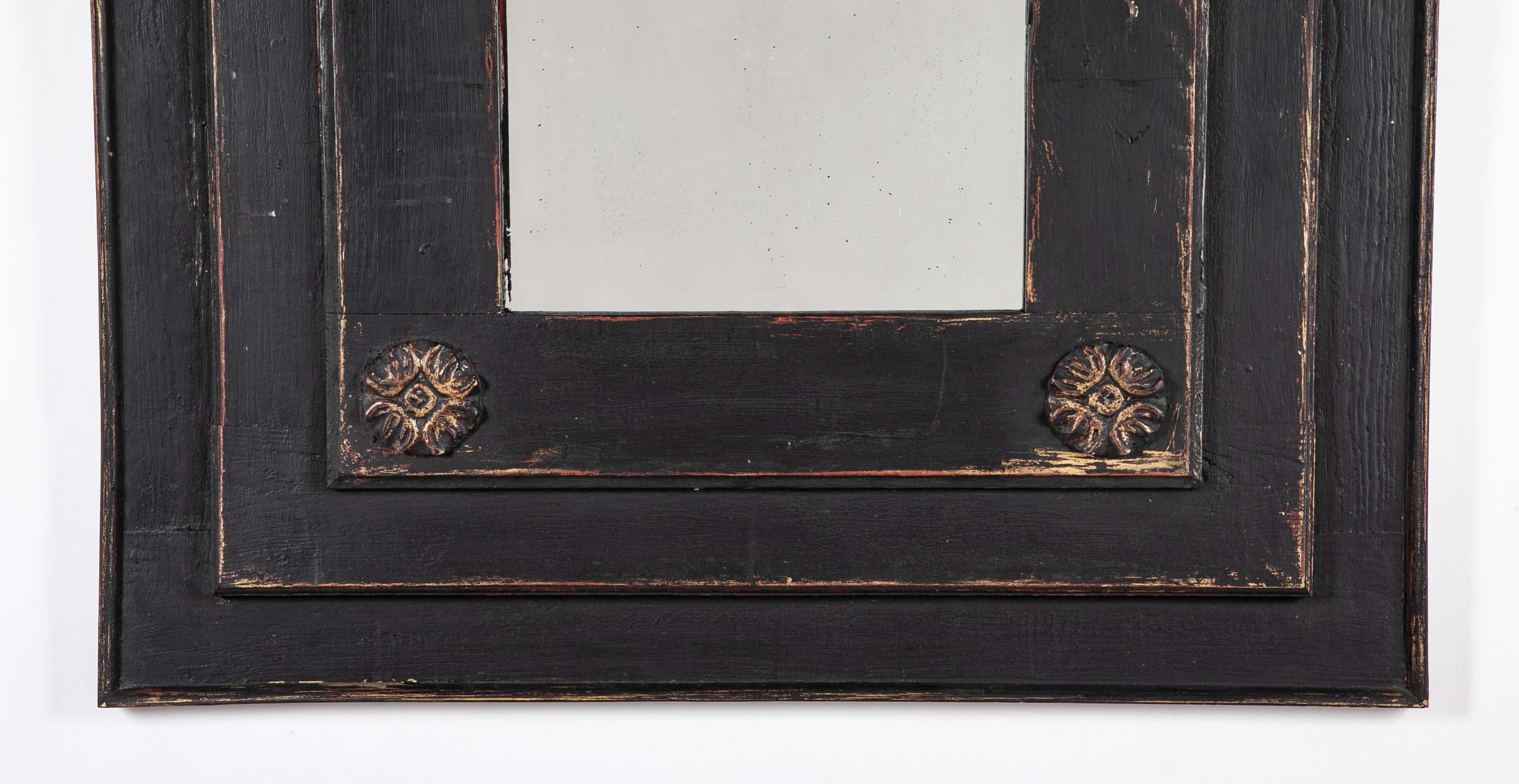 Pair of Black Painted Mirrors, Circa 1780