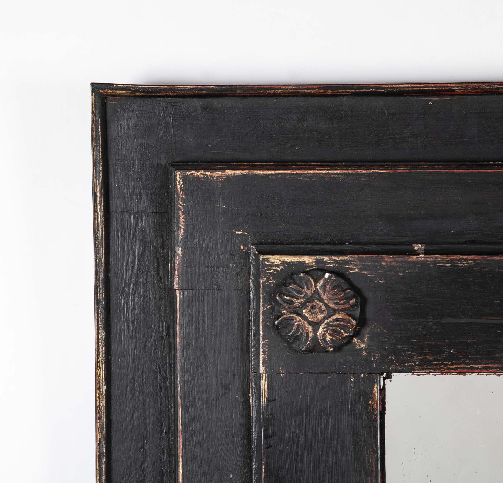 Pair of Black Painted Mirrors, Circa 1780
