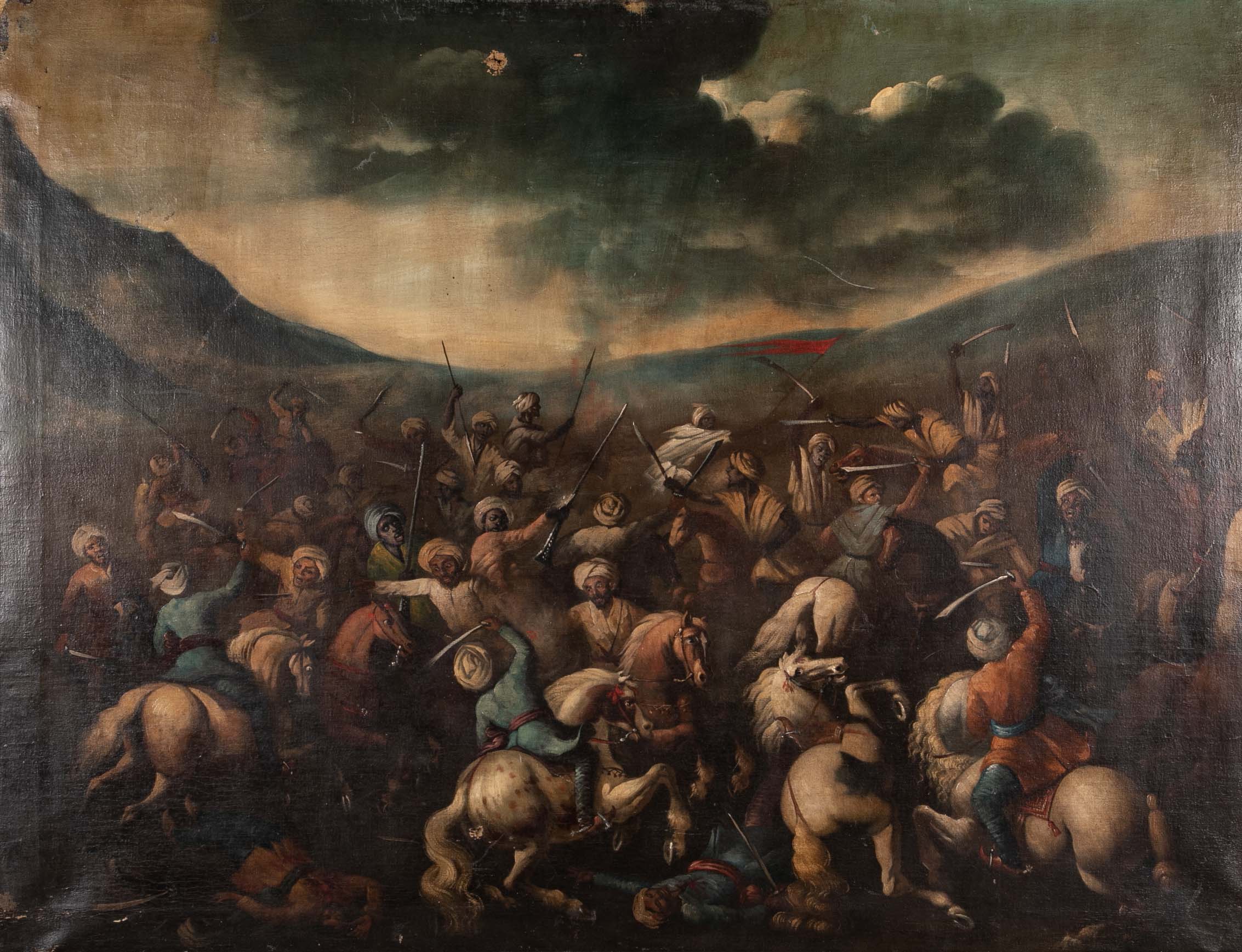 "Una Batalla Morisca" Spanish Oil Painting