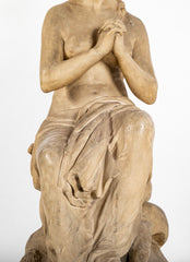 Large 18th Century French Plaster Statue of a Woman Praying