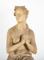 Large 18th Century French Plaster Statue of a Woman Praying