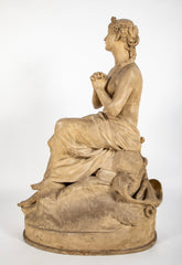 Large 18th Century French Plaster Statue of a Woman Praying