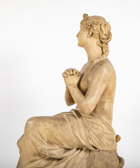 Large 18th Century French Plaster Statue of a Woman Praying