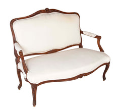 19th Century Carved Wood French Settee from Burgundy