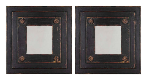 Pair of Black Painted Mirrors, Circa 1780