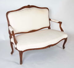 19th Century Carved Wood French Settee from Burgundy