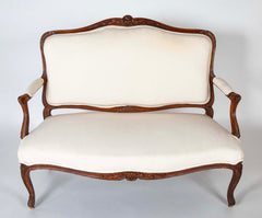 19th Century Carved Wood French Settee from Burgundy