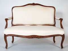19th Century Carved Wood French Settee from Burgundy