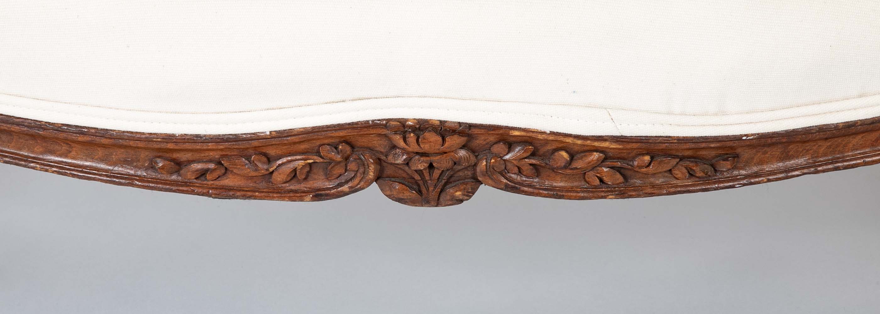 19th Century Carved Wood French Settee from Burgundy
