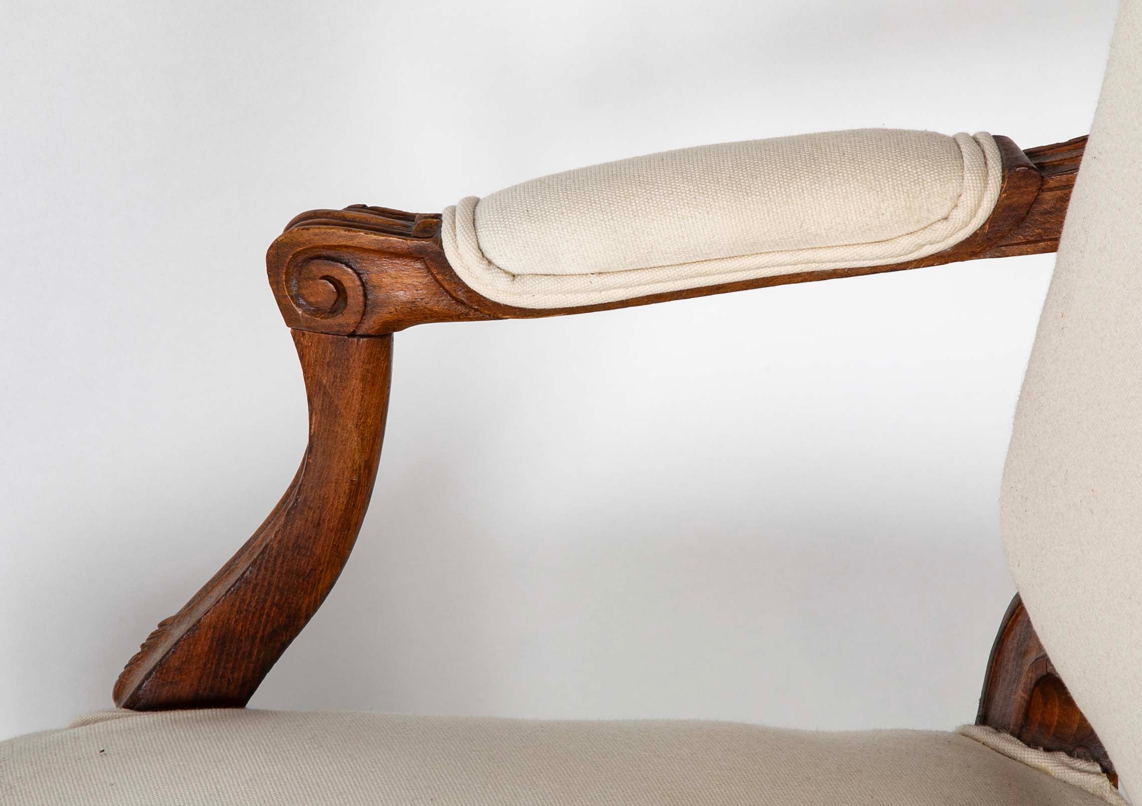 19th Century Carved Wood French Settee from Burgundy