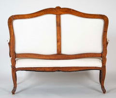 19th Century Carved Wood French Settee from Burgundy