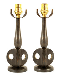 Pair of Riccardo Scarpa Patinated Bronze Table Lamps