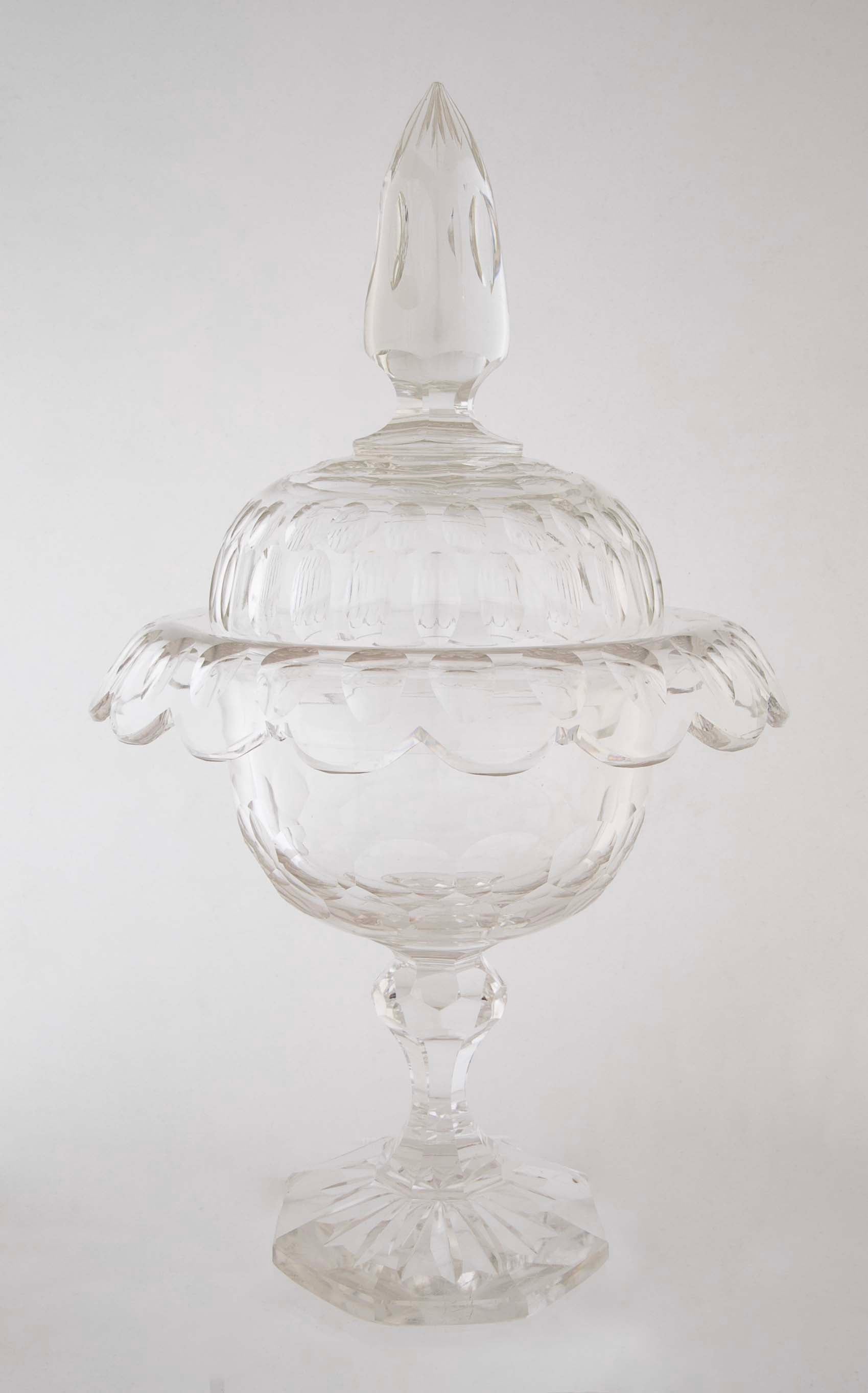 Pair of Covered Cut Glass Compotes