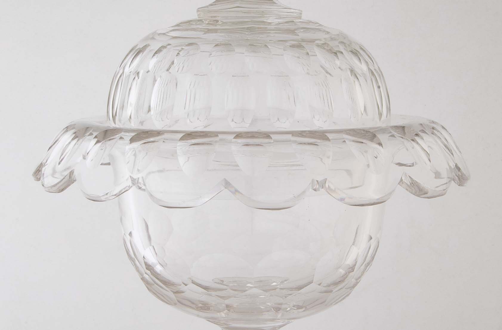 Pair of Covered Cut Glass Compotes