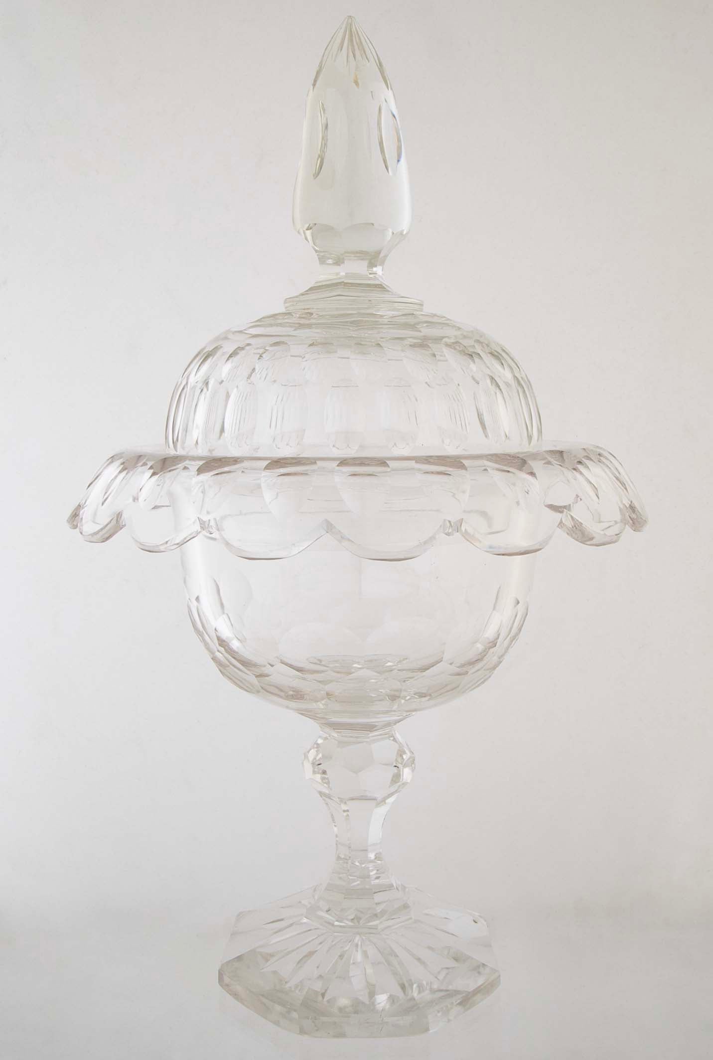 Pair of Covered Cut Glass Compotes