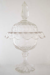 Pair of Covered Cut Glass Compotes