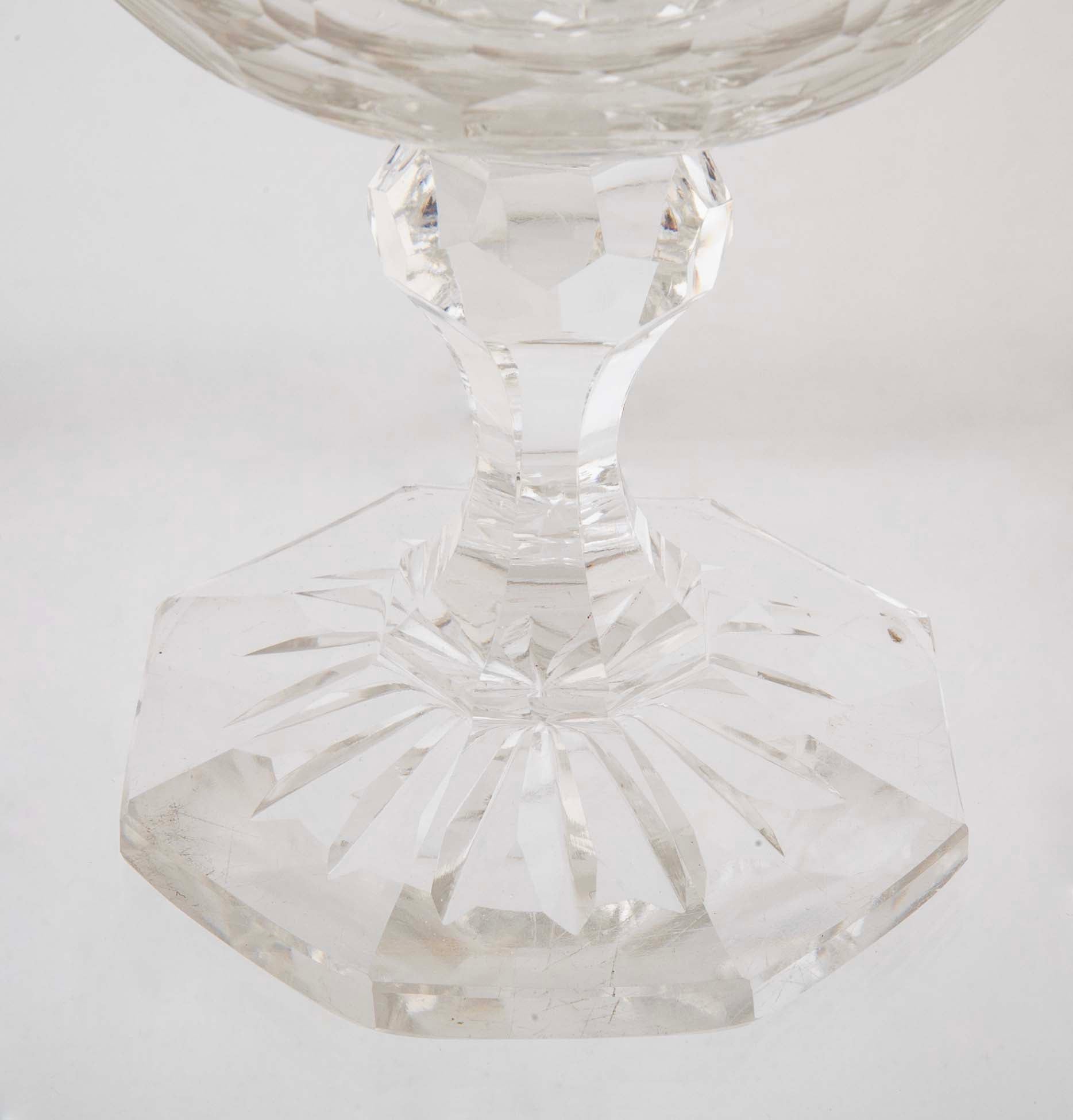 Pair of Covered Cut Glass Compotes