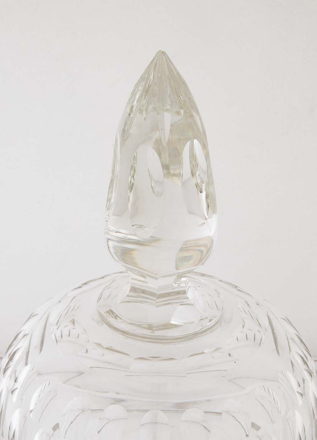 Pair of Covered Cut Glass Compotes