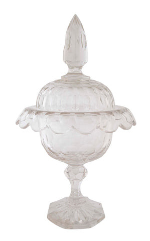Pair of Covered Cut Glass Compotes