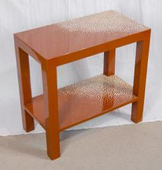 Red Lacquer Eggshell Inlay Parsons Side Table by Maitland-Smith