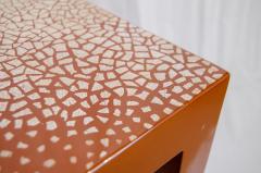Red Lacquer Eggshell Inlay Parsons Side Table by Maitland-Smith