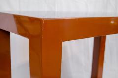 Red Lacquer Eggshell Inlay Parsons Side Table by Maitland-Smith