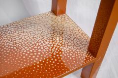 Red Lacquer Eggshell Inlay Parsons Side Table by Maitland-Smith