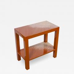 Red Lacquer Eggshell Inlay Parsons Side Table by Maitland-Smith