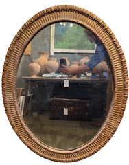 Oval French Mirror with Carved Gilt Wood Frame