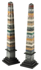 Pair of Italian Marble Specimen Obelisks