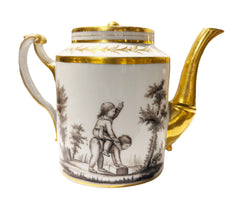 Vieux Paris "Old Paris" Porcelain En Grisaille Teapot In The Manner of  Nast