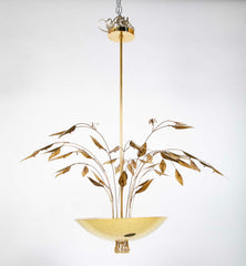 Pair of Custom Enameled Brass Chandeliers in the Manner of Paavo Tynell   Priced Individually