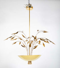 Pair of Custom Enameled Brass Chandeliers in the Manner of Paavo Tynell   Priced Individually