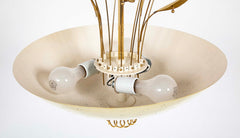 Pair of Custom Enameled Brass Chandeliers in the Manner of Paavo Tynell   Priced Individually