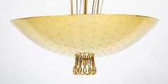 Pair of Custom Enameled Brass Chandeliers in the Manner of Paavo Tynell   Priced Individually