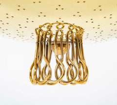 Pair of Custom Enameled Brass Chandeliers in the Manner of Paavo Tynell   Priced Individually